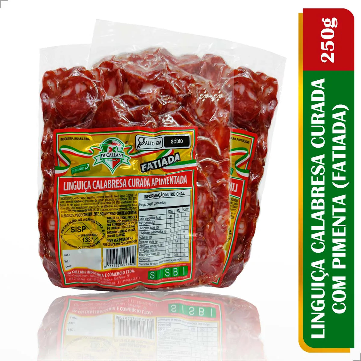Linguiça Calabresa Fatiada (com Pimenta) 250g - Di Callani